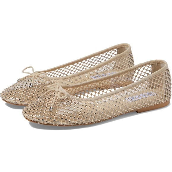 STEVE MADDEN Nude Sparkly Blossoms Ballet Flats with Bow detail Women’s 8.5 - Picture 1 of 11